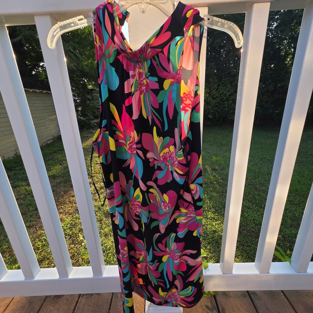 Trina Turk Vibrant Floral Maxi Dress - Black and Pink